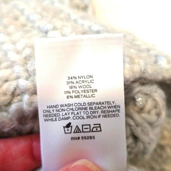 Express Women's Sweater Size Medium Light Blue Grey Chunky Knit High Neck Preppy - Picture 10 of 15